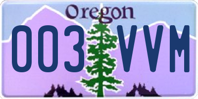 OR license plate 003VVM