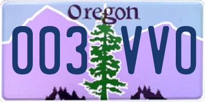OR license plate 003VVO