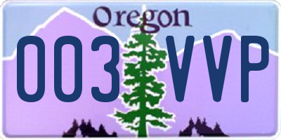 OR license plate 003VVP