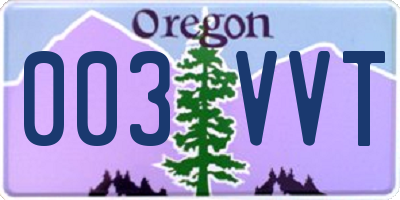 OR license plate 003VVT