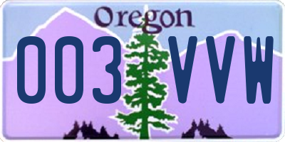 OR license plate 003VVW