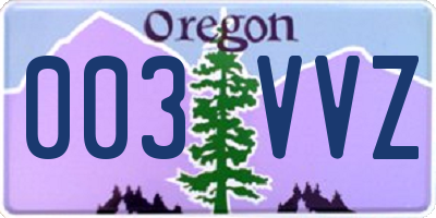 OR license plate 003VVZ