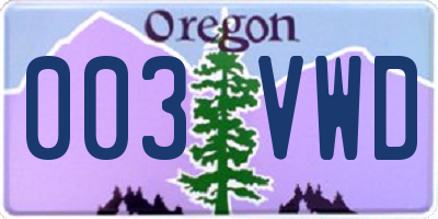 OR license plate 003VWD
