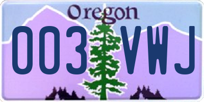 OR license plate 003VWJ