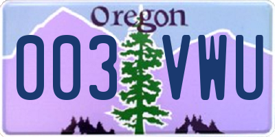 OR license plate 003VWU