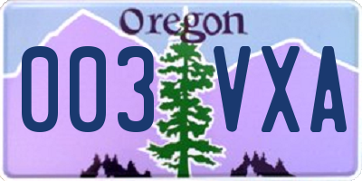 OR license plate 003VXA
