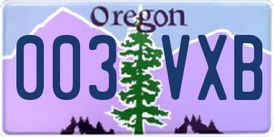 OR license plate 003VXB