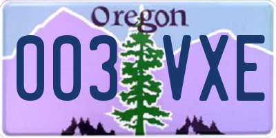 OR license plate 003VXE