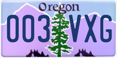 OR license plate 003VXG