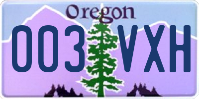 OR license plate 003VXH