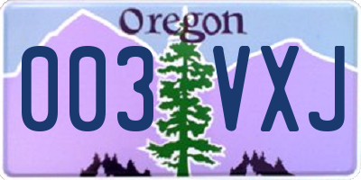 OR license plate 003VXJ