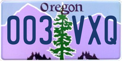 OR license plate 003VXQ