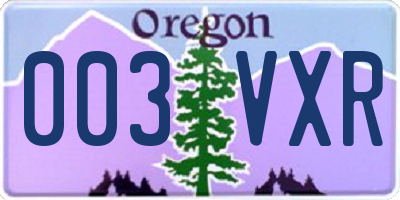 OR license plate 003VXR