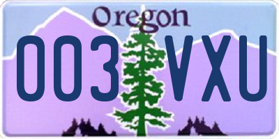 OR license plate 003VXU
