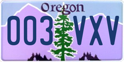 OR license plate 003VXV
