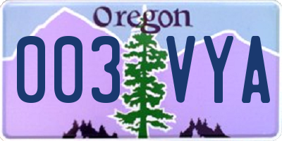 OR license plate 003VYA