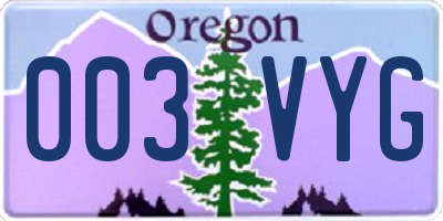 OR license plate 003VYG