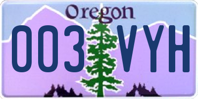 OR license plate 003VYH