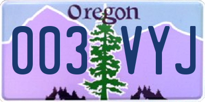 OR license plate 003VYJ