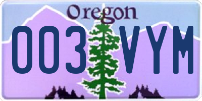 OR license plate 003VYM