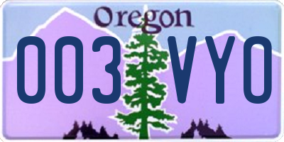OR license plate 003VYO