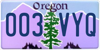 OR license plate 003VYQ