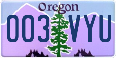 OR license plate 003VYU