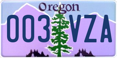 OR license plate 003VZA