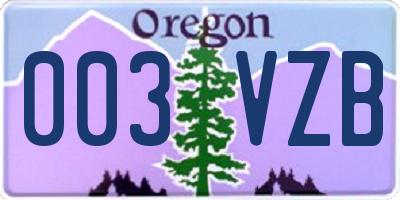 OR license plate 003VZB