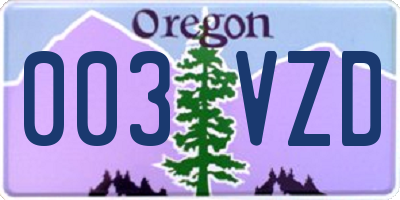 OR license plate 003VZD