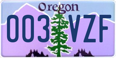 OR license plate 003VZF