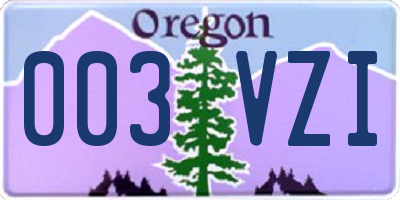 OR license plate 003VZI