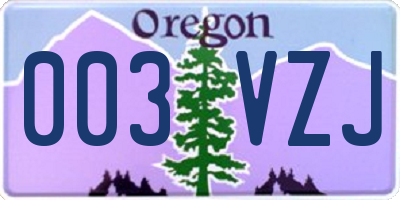 OR license plate 003VZJ