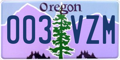 OR license plate 003VZM