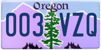 OR license plate 003VZQ