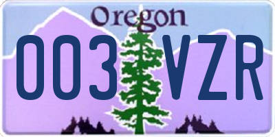 OR license plate 003VZR