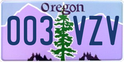 OR license plate 003VZV