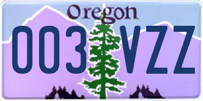 OR license plate 003VZZ