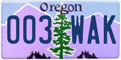 OR license plate 003WAK