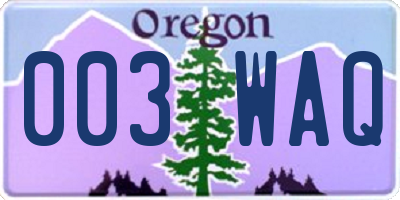 OR license plate 003WAQ
