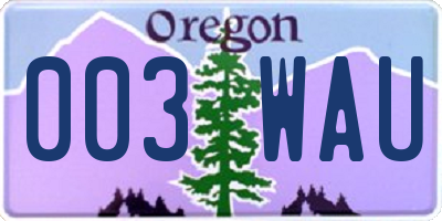 OR license plate 003WAU