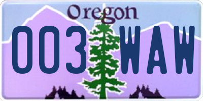 OR license plate 003WAW