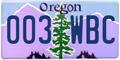 OR license plate 003WBC