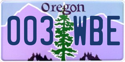 OR license plate 003WBE