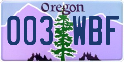OR license plate 003WBF