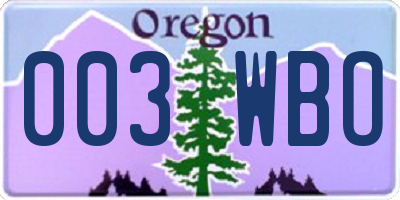 OR license plate 003WBO