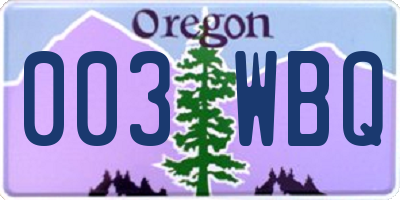 OR license plate 003WBQ