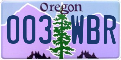 OR license plate 003WBR