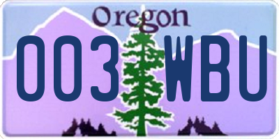 OR license plate 003WBU