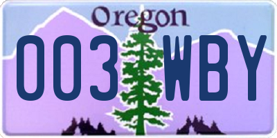 OR license plate 003WBY